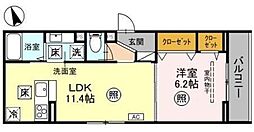 Noble Villa土呂町 1階1LDKの間取り