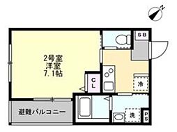ベイルーム相武台前 1Kの間取図画像
