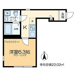 アンセス堀切菖蒲園 3階1Kの間取り