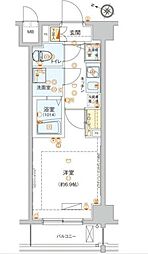 ハーモニーレジデンス池上 1Kの間取図画像