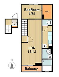 京王相模原線 多摩境駅 徒歩10分の賃貸マンション 4階1LDKの間取り