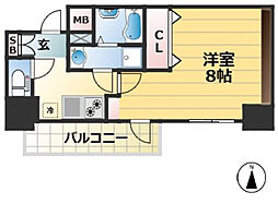 レジデンス三宮ライン 3階1Kの間取り