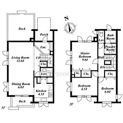 荻窪グリーンヴィレッジＭ棟 3LDKの間取り