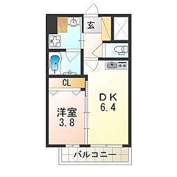 エステート御幣島 1DKの間取図画像