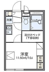 レオパレス優 2階1Kの間取り