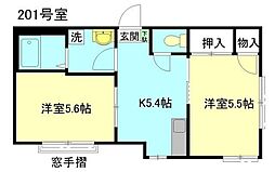 アーバンハイツ 2Kの間取図画像