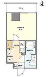 アルファコート立石3 2階1Kの間取り