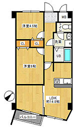 舞浜ガーデンヒルズ 2LDKの間取図画像
