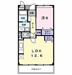 グラン ボヌール I 2階1LDKの間取り