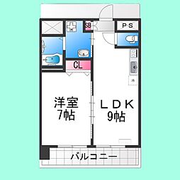 シティーコート南瓦町 1LDKの間取図画像