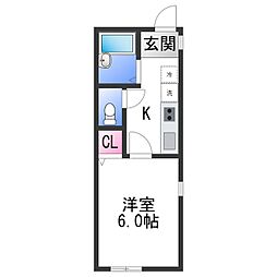 JR和歌山線 粉河駅 徒歩18分の賃貸アパート 1階1Kの間取り