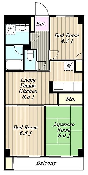 アーク新百合ヶ丘 203｜神奈川県川崎市麻生区王禅寺西５丁目(賃貸マンション3LDK・2階・54.66㎡)の写真 その2