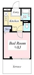 カシータ 1Kの間取図画像