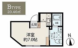 フィエルテ東向島 2階ワンルームの間取り