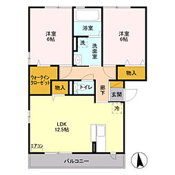 ラ・テール　ドゥ 2階2LDKの間取り