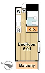 多摩都市モノレール 大塚・帝京大学駅 徒歩5分の賃貸マンション 2階1Kの間取り