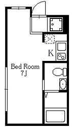 ル・コンフォール阿佐ヶ谷 1階ワンルームの間取り