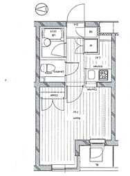 プライマリー桜新町 2階1Kの間取り