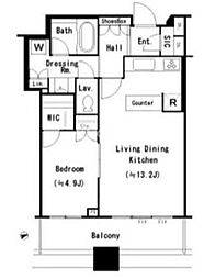 芝浦アイランドグローヴタワー 1LDKの間取図画像
