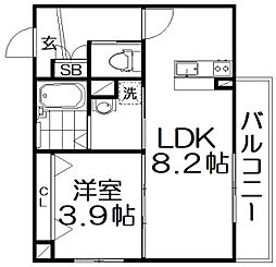 ソリティア光善寺 1LDKの間取図画像