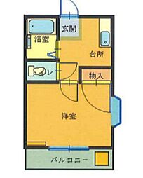 ハイネスヴィレッジ 2階1Kの間取り