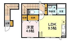 リーセント・メゾンS 2階1LDKの間取り