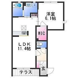 シャーメゾンふじいI 1階1LDKの間取り