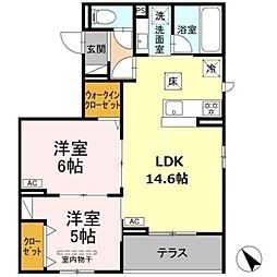 シャルムコート 2LDKの間取図画像