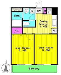 百合ヶ丘ステーションテラス 2DKの間取図画像