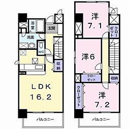 近鉄大阪線 河内山本駅 徒歩23分の賃貸マンション 5階3LDKの間取り