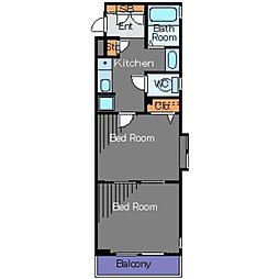 クレメント白金JP 1階2Kの間取り