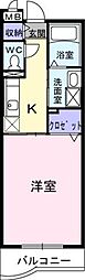 グリシーヌ-K 1Kの間取図画像