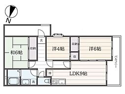 御殿山ハイツ 3LDKの間取図画像