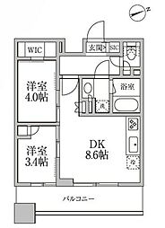 レジディア新御徒町2 2DKの間取図画像