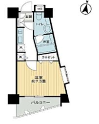 グランデュオ三宿 8階1Kの間取り