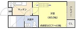 アーカンシェル船橋 1Kの間取図画像