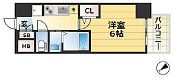 エステムコート神戸湊町 1Kの間取図画像