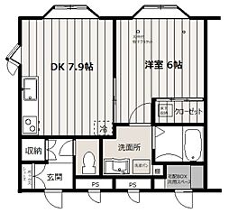 メゾンさかえ 1階1LDKの間取り