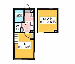 ソノート町田 2階1Kの間取り