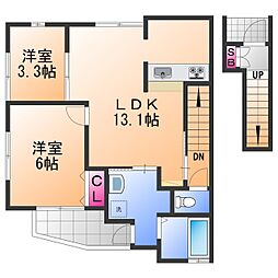 プレミアムスイート岸和田駅前 2LDKの間取図画像