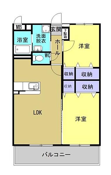 ＪＳＰユーミーＭａｄａ 108｜大分県中津市大字万田(賃貸マンション2LDK・1階・58.50㎡)の写真 その2