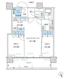 パークシティ柏の葉キャンパスザ・ゲートタワーウエスト 2LDKの間取図画像