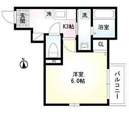 グリーンテラス所沢 1Kの間取図画像