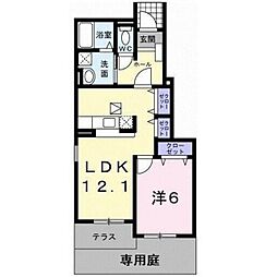 向ヶ丘 B 1階1LDKの間取り