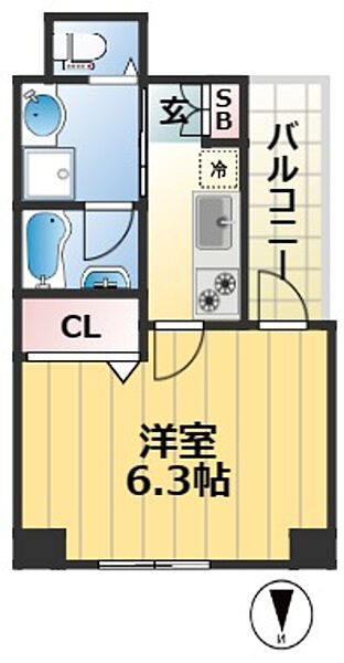 兵庫県神戸市中央区坂口通７丁目(賃貸アパート1K・5階・20.40㎡)の写真 その2