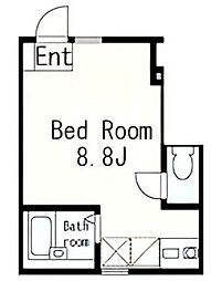 カーサプレイス大田中央 1階ワンルームの間取り