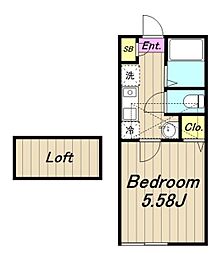 JR横浜線 相模原駅 徒歩14分の賃貸アパート 2階1Kの間取り