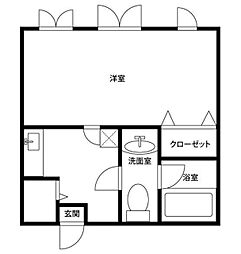 葵ハイツ 2階1Kの間取り