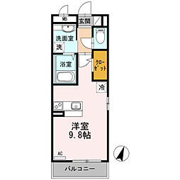 ラクサリー国分寺 ワンルームの間取図画像