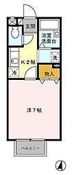 マノワールI 2階1Kの間取り